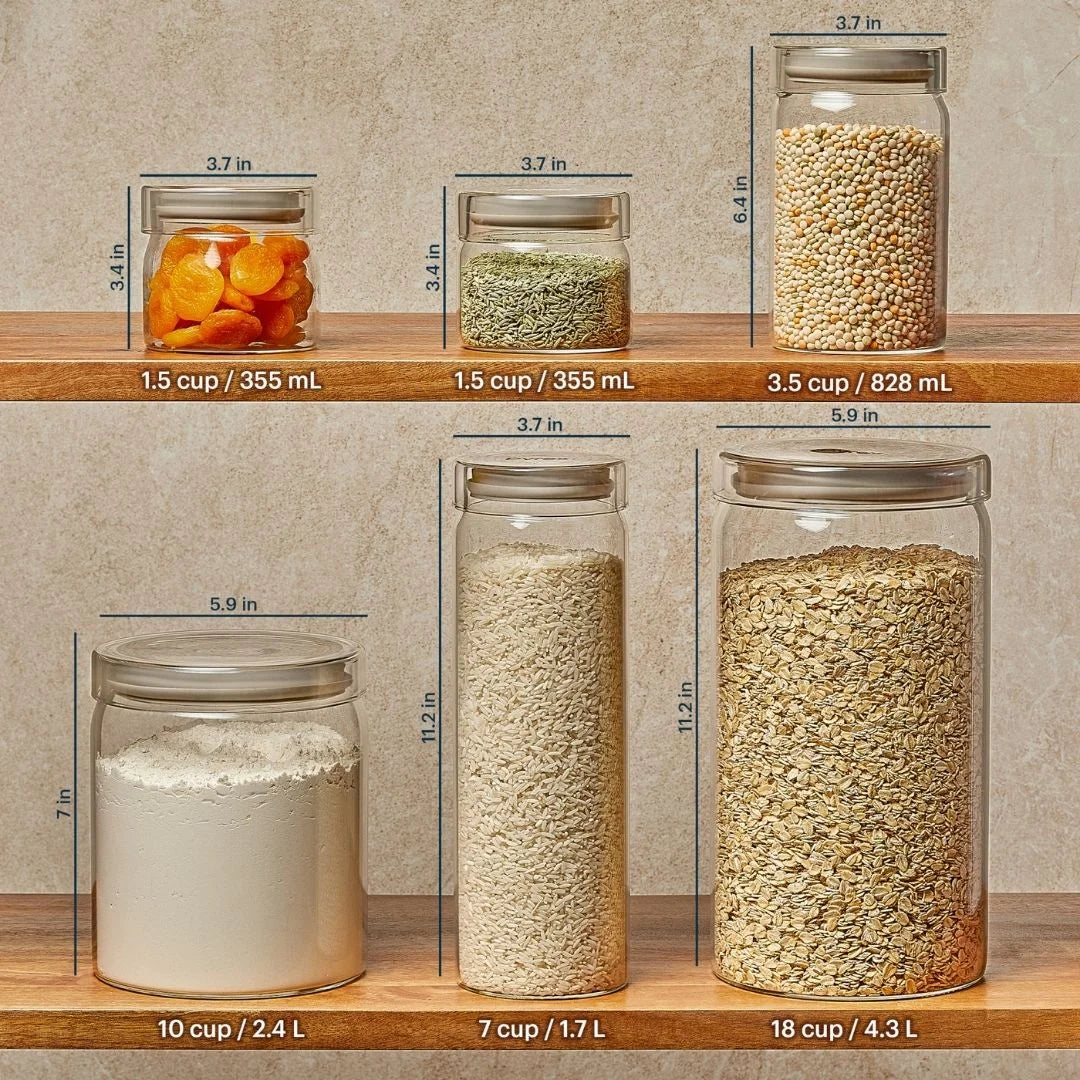 Pyrex® 6-Piece Lightweight Glass Canister Set